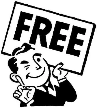 Vintage illustration of a person holding a free-advice sign.